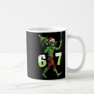 Funny Christmas Alien Six Seven Meme 67 Santa Hat Coffee Mug