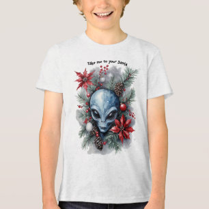 Funny Christmas Alien "Take me to your Santa" Tri-Blend Shirt