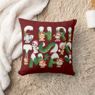 Funny Christmas Alphabet With wild Animal Cushion