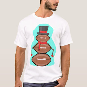 Funny Christmas American Football Snowman T-Shirt
