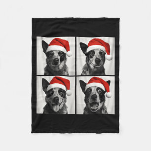 Funny Christmas Australian Cattle Dog Santa Photo  Fleece Blanket