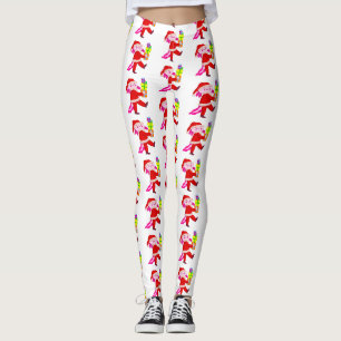 funny christmas axolotl santa claus leggings