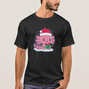 Funny Christmas Axolotl Santa Mexican Salamander L T-Shirt