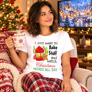 Funny Christmas Baking Movie Night Gingerbread T-Shirt