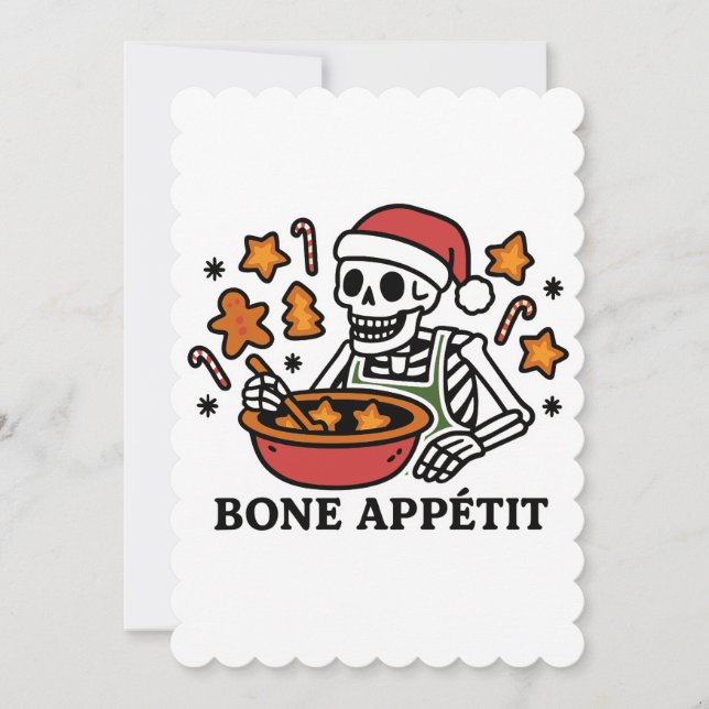 Funny Christmas Baking – Skeleton Bone Appétit Holiday Card (Front)