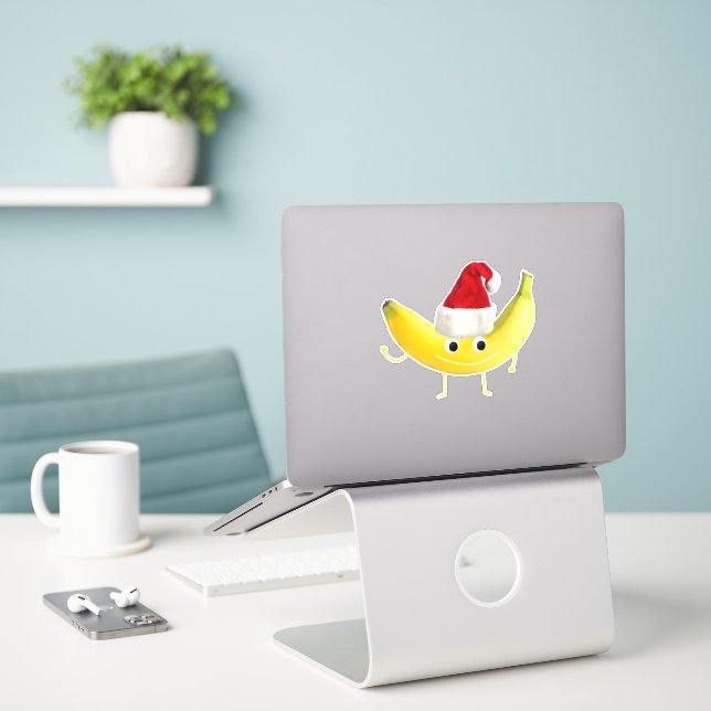 Funny Christmas Banana (Laptop On Desk)