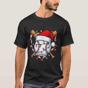 Funny Christmas Baseball Santa Hat For Baseball Pl T-Shirt