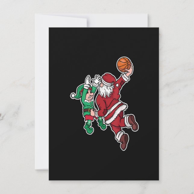 Funny Christmas Basketball Player Santa Claus Dunk Invitation (Front)