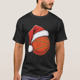 Funny Christmas Basketball Santa Hat Sport Basketb T-Shirt