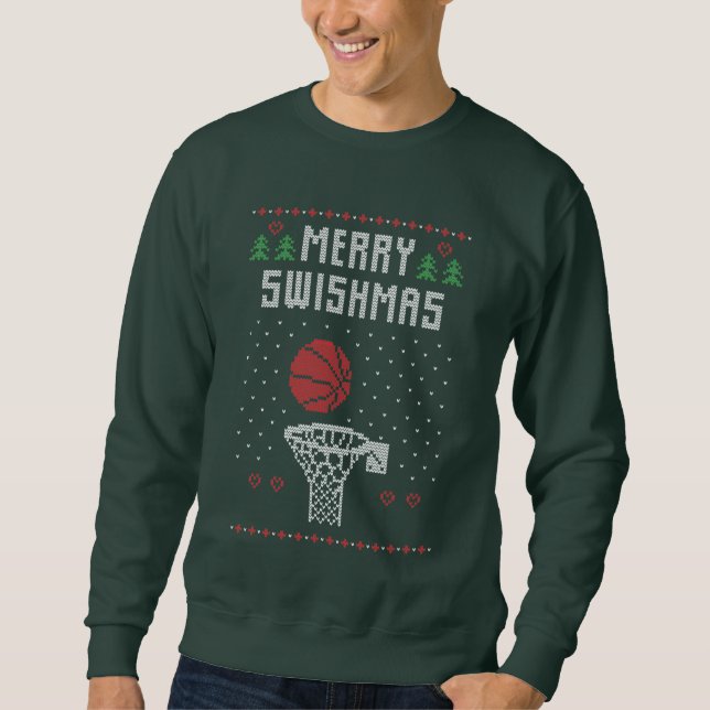 funny Christmas basketball ugly sweater Sweatshirt (Front)