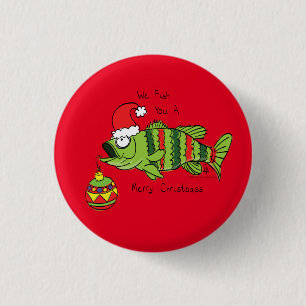 Funny Christmas Bass Fishing Fish Cute Cartoon 3 Cm Round Badge