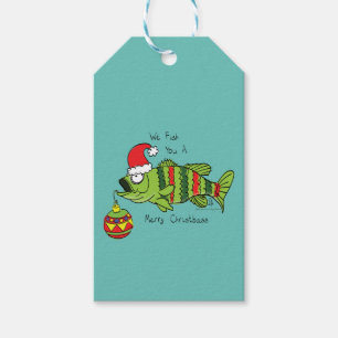 Funny Christmas Bass Fishing Fish Cute Cartoon Gift Tags