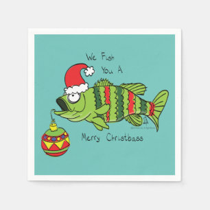 Funny Christmas Bass Fishing Fish Cute Cartoon Napkin