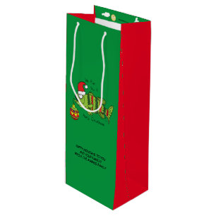 Funny Christmas Bass Fishing Fish Cute Cartoon Wine Gift Bag
