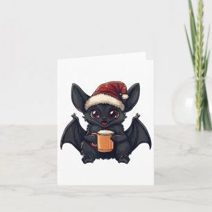 Funny Christmas Bat Animal With Beer Comic Card