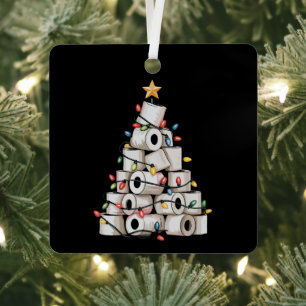 Funny Christmas Bathroom Toilet Paper Tree Humour Metal Tree Decoration
