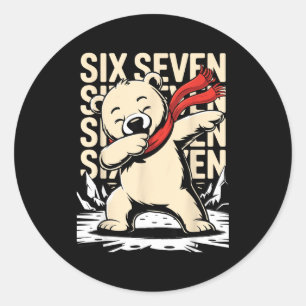 Funny Christmas Bear Dabbing Xmas Dab Six Seven 67 Classic Round Sticker
