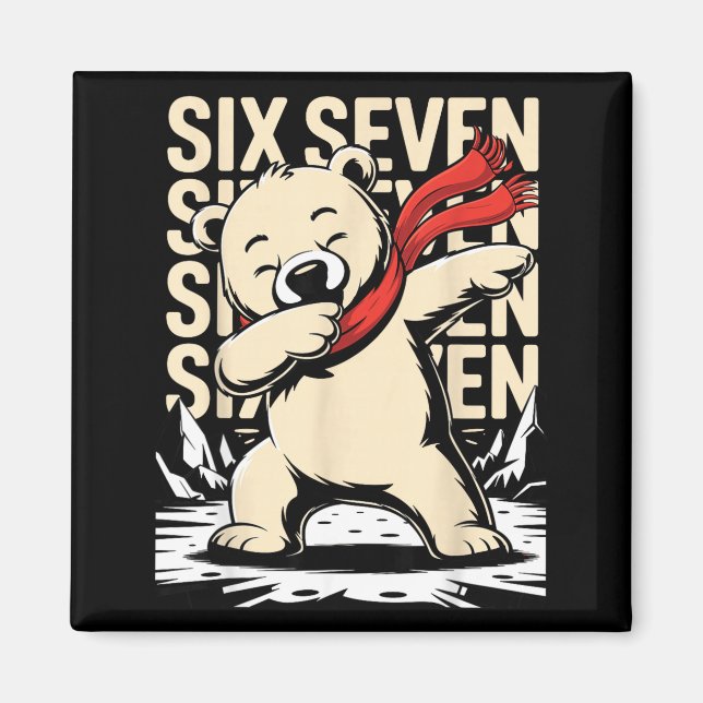 Funny Christmas Bear Dabbing Xmas Dab Six Seven 67 Magnet (Front)