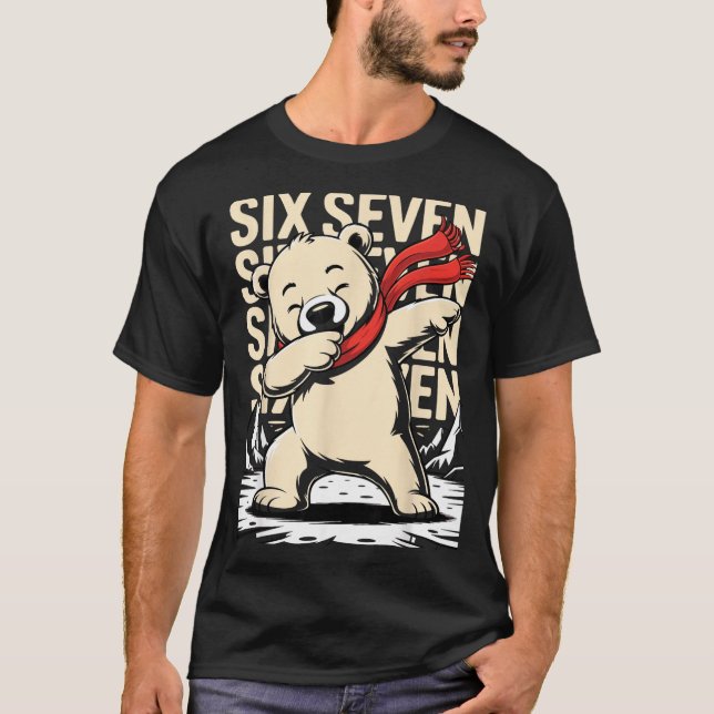 Funny Christmas Bear Dabbing Xmas Dab Six Seven 67 T-Shirt (Front)