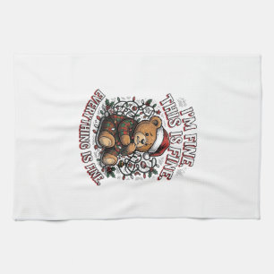 Funny Christmas Bear Everything Is Fine Shirt_1 Tea Towel