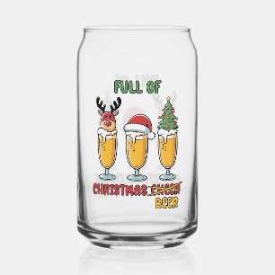 Funny Christmas beer drinking party Can Glass