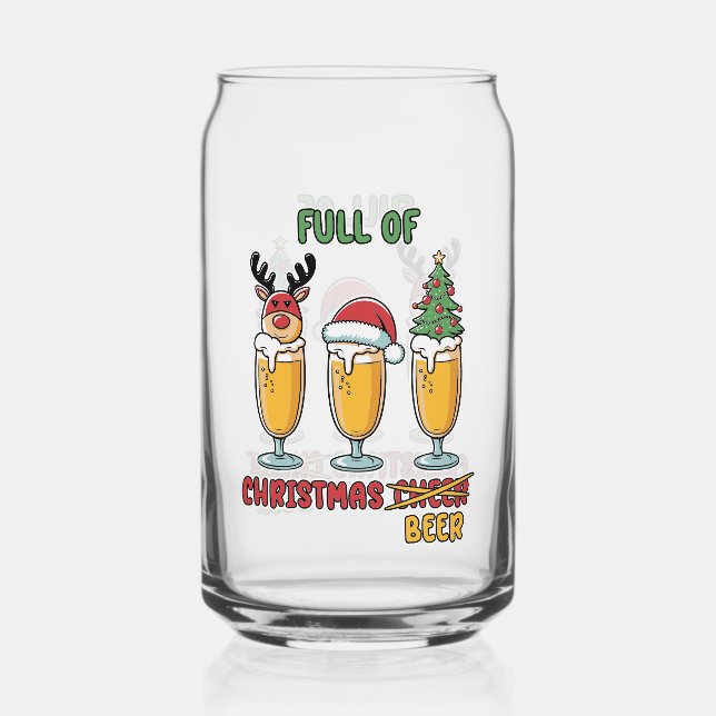 Funny Christmas beer drinking party Can Glass (Front)