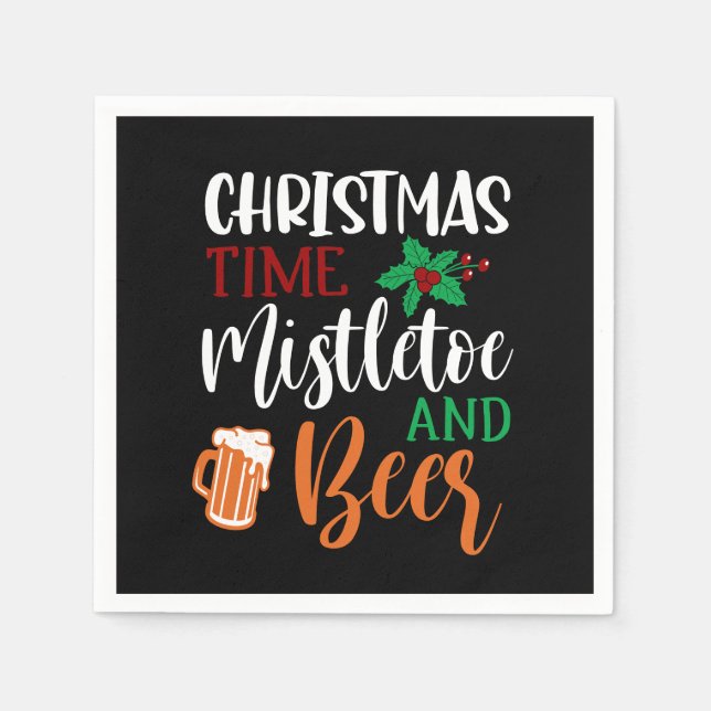 Funny Christmas beer drinking party  Napkin (Front)