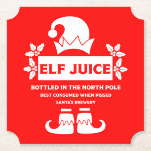 Funny Christmas Beer Labels Paper Coaster