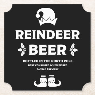 Funny Christmas Beer Labels Paper Coaster