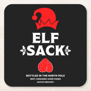 Funny Christmas Beer Labels Square Paper Coaster