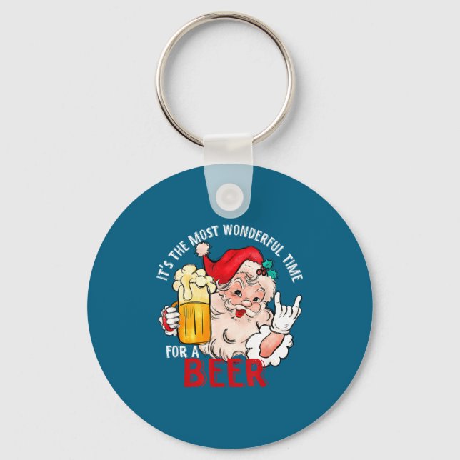 Funny Christmas Beer Meme Most Wonderful For Craft Key Ring (Front)