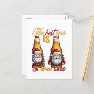 Funny Christmas Beer word art bar Holiday Postcard