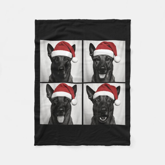 Funny Christmas Belgian Malinois Santa Dog Lover P Fleece Blanket (Front)