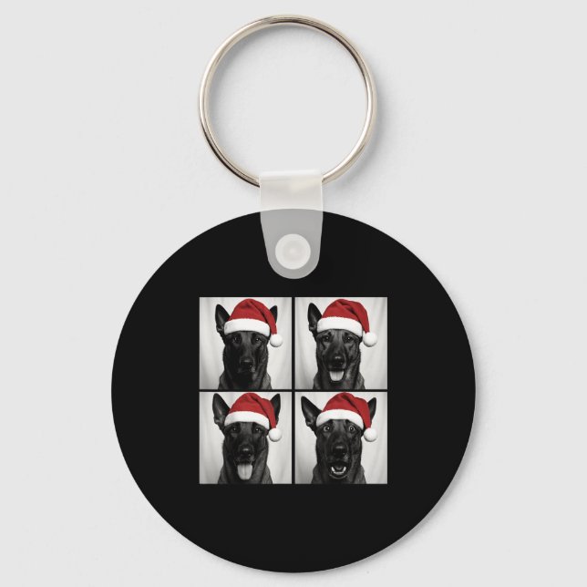 Funny Christmas Belgian Malinois Santa Dog Lover P Key Ring (Front)