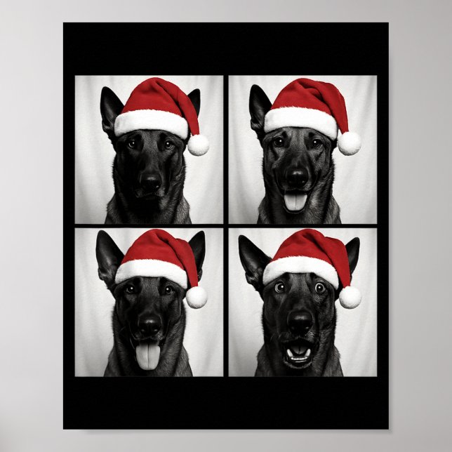 Funny Christmas Belgian Malinois Santa Dog Lover P Poster (Front)