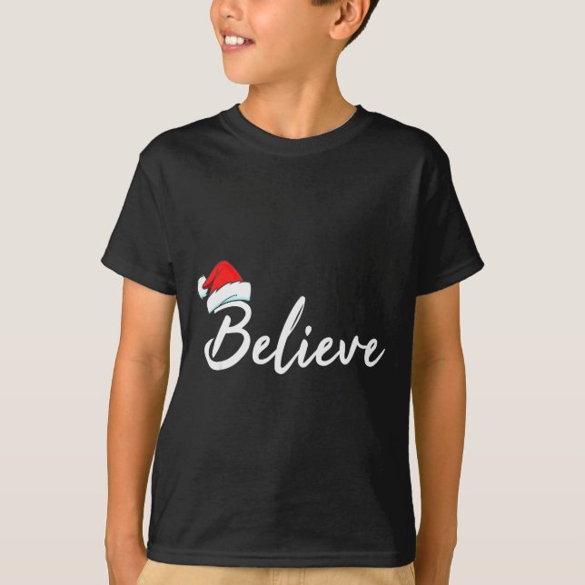 Funny Christmas Believe Santa Pajama Outfit Men &a T-Shirt (Front)