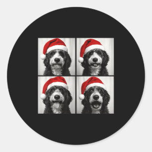 Funny Christmas Bernedoodle Santa Doodle Dog Photo Classic Round Sticker