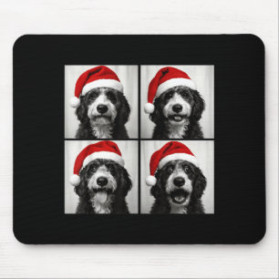 Funny Christmas Bernedoodle Santa Doodle Dog Photo Mouse Pad