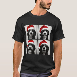 Funny Christmas Bernedoodle Santa Doodle Dog Photo T-Shirt