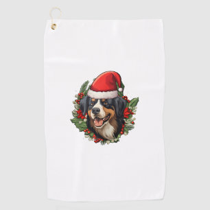 Funny Christmas Bernese Mountain Dog Golf Towel