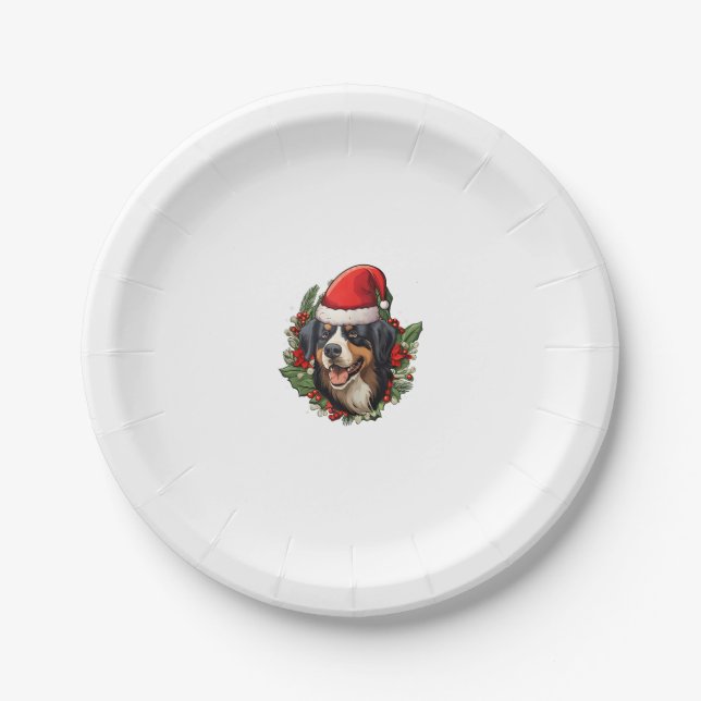 Funny Christmas Bernese Mountain Dog  Paper Plate (Front)