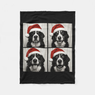 Funny Christmas Bernese Mountain Dog Santa Photo B Fleece Blanket