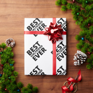 Funny Christmas Best Girlfriend Typography Wrapping Paper