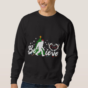 Funny Christmas Bigfoot Believe Bigfoot with Santa Sweatshirt