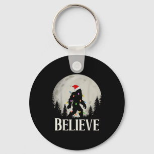 Funny Christmas Bigfoot Santa Hat Moon Sasquatch K Key Ring