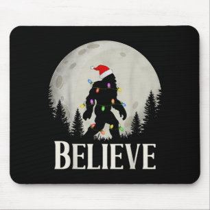 Funny Christmas Bigfoot Santa Hat Moon Sasquatch K Mouse Pad