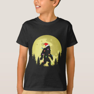 Funny Christmas Bigfoot Santa Hat Moon Sasquatch M T-Shirt