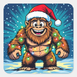 Funny Christmas Bigfoot Sasquatch Square Sticker