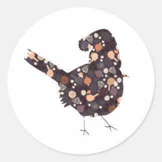 Funny Christmas bird with pattern on Classic Round Sticker