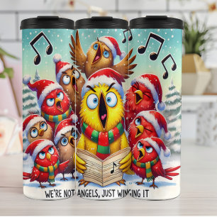 Funny Christmas Birds Singing Carol Thermal Tumbler